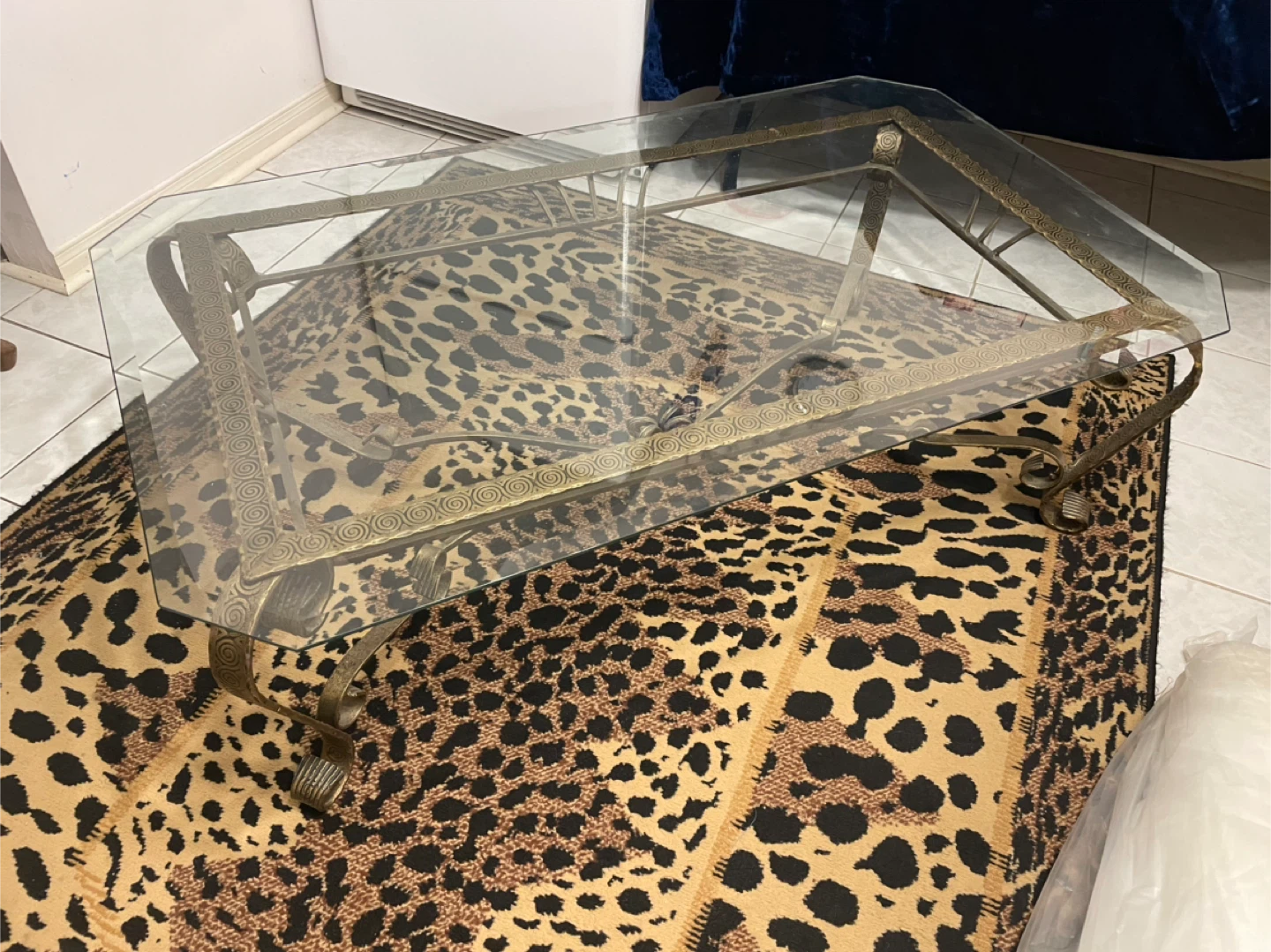 Glass Coffee Table with Ornate Metal Frame - photo 3