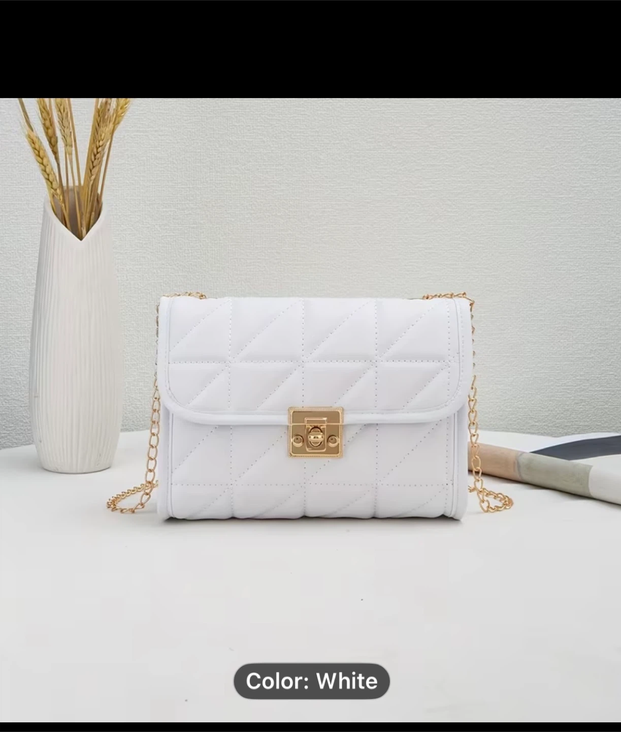 Quilted Shoulder Bag - White