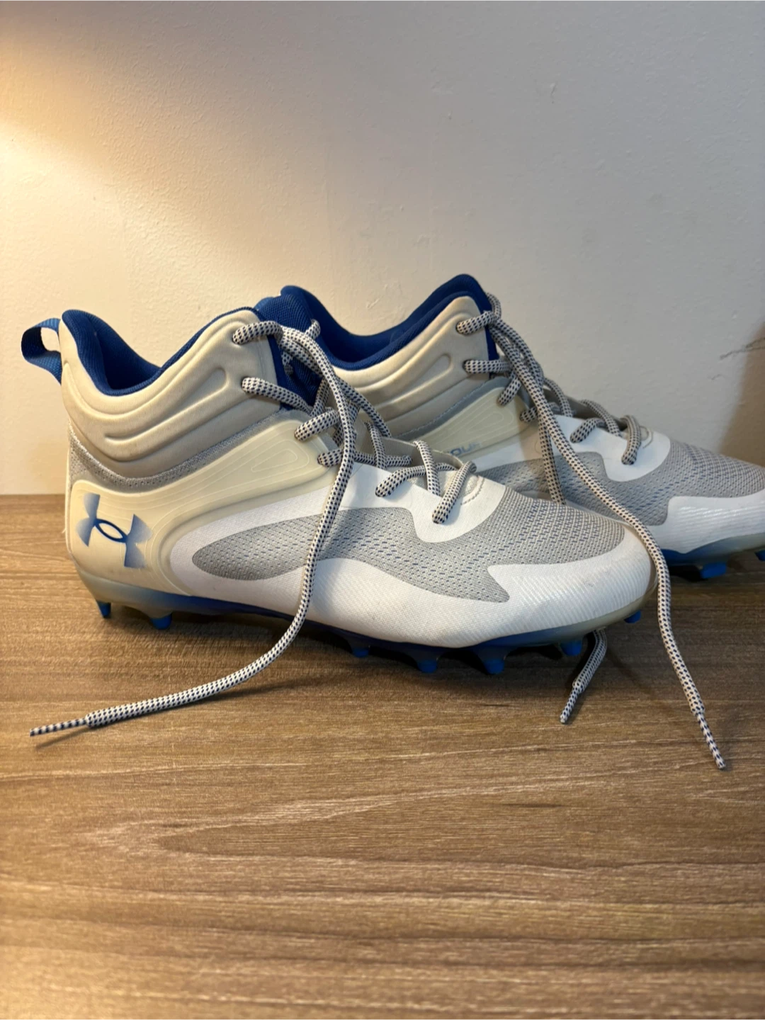 Under Armour White & Blue Football Cleats
