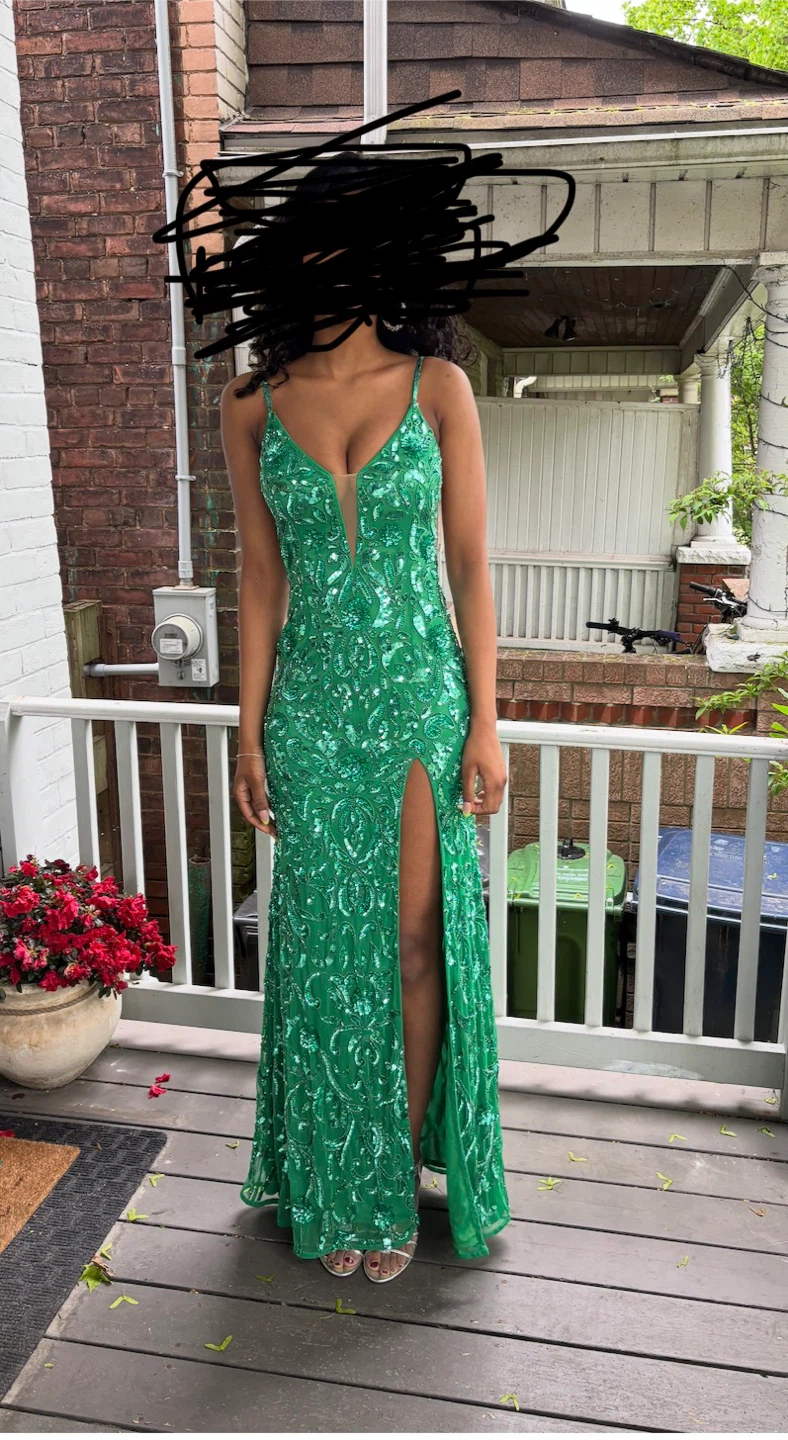 Stunning Green Sequin  Formal gown