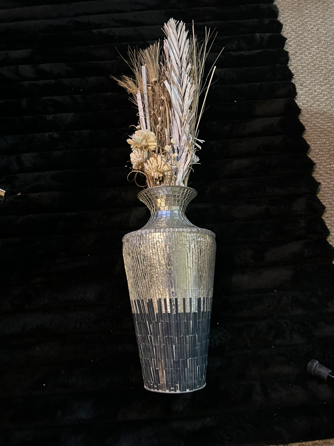 Decorative Vase with Dried Floral Arrangement