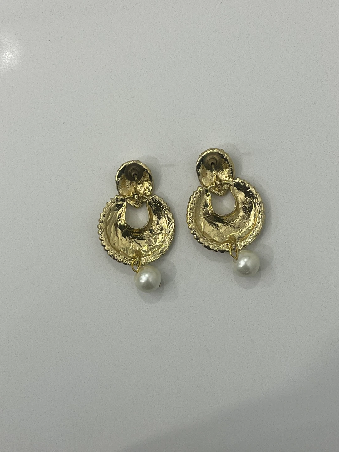 Gold Tone Dangle Earrings with Pearls - photo 3