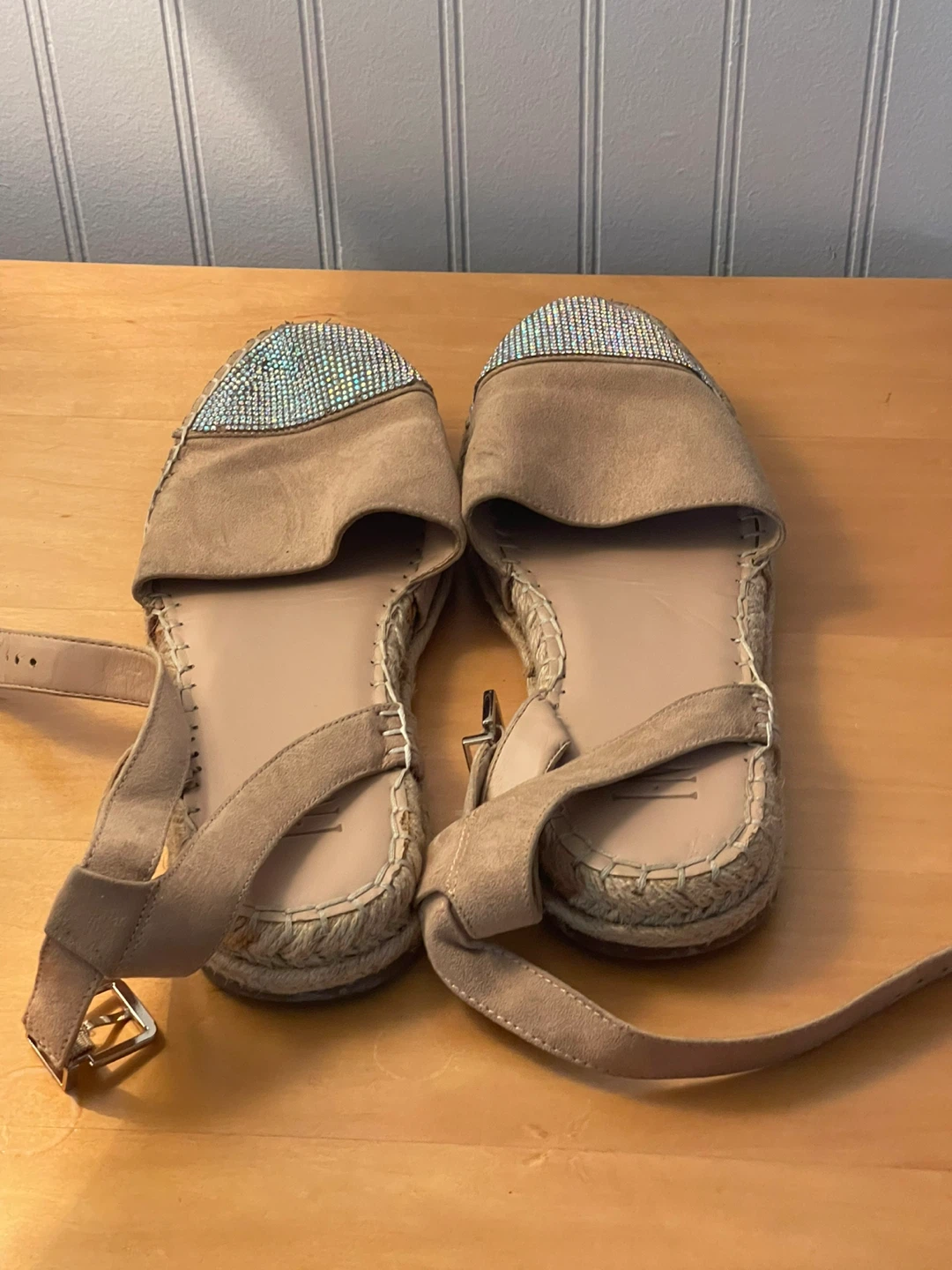 Women's Tan Espadrille Flats with Rhinestone Toe size 7 - photo 2