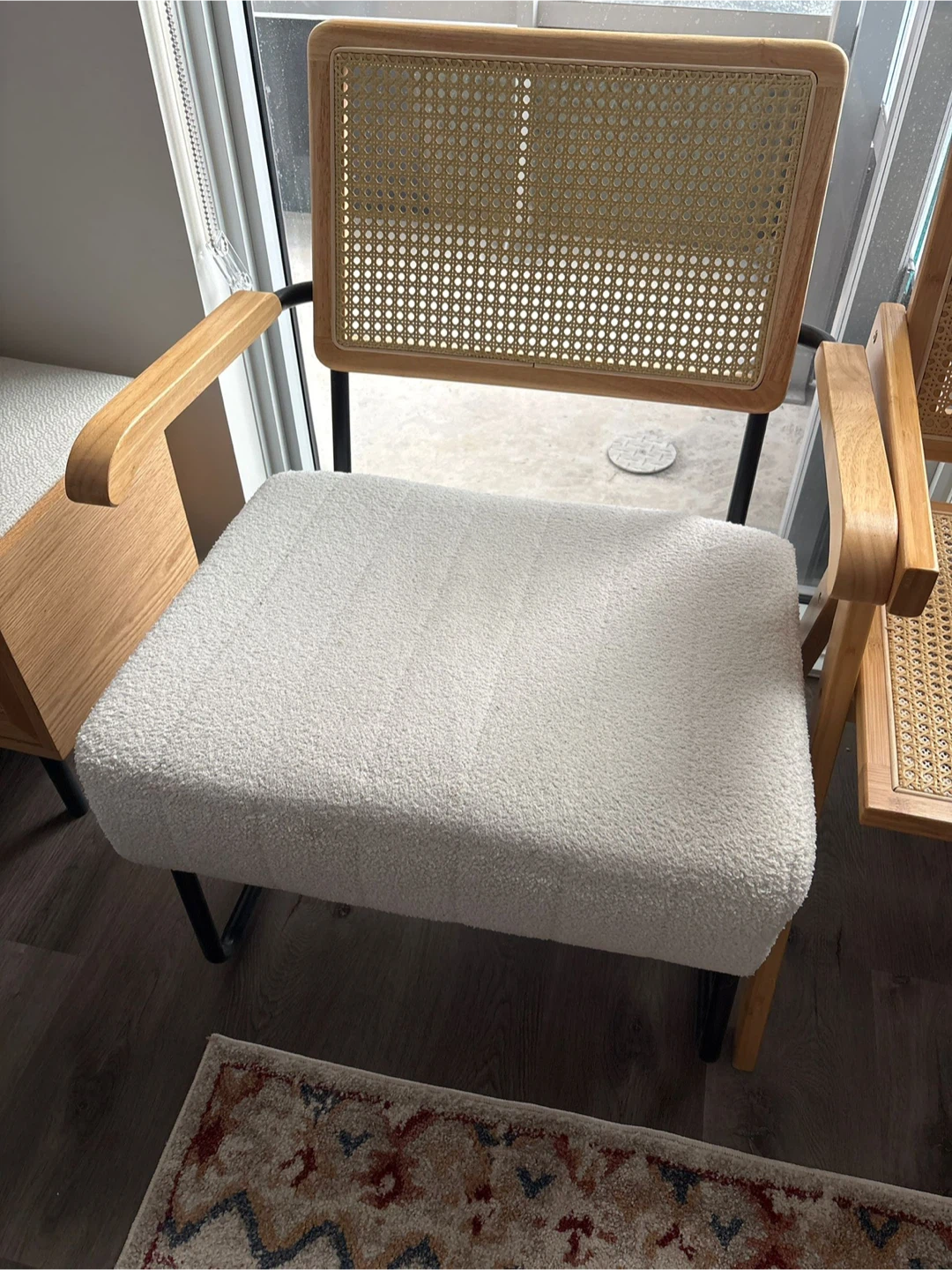 Accent Cushion Chair with Rattan Back