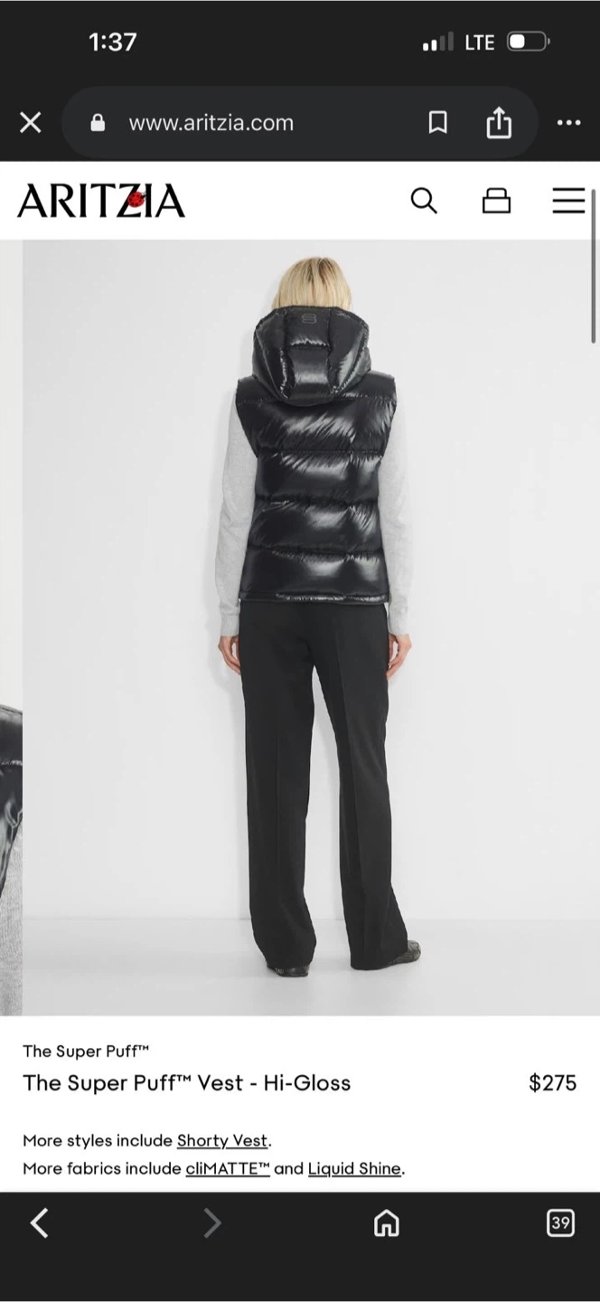 Aritzia The Super Puff Vest Hi-Gloss Black Size M - photo 5