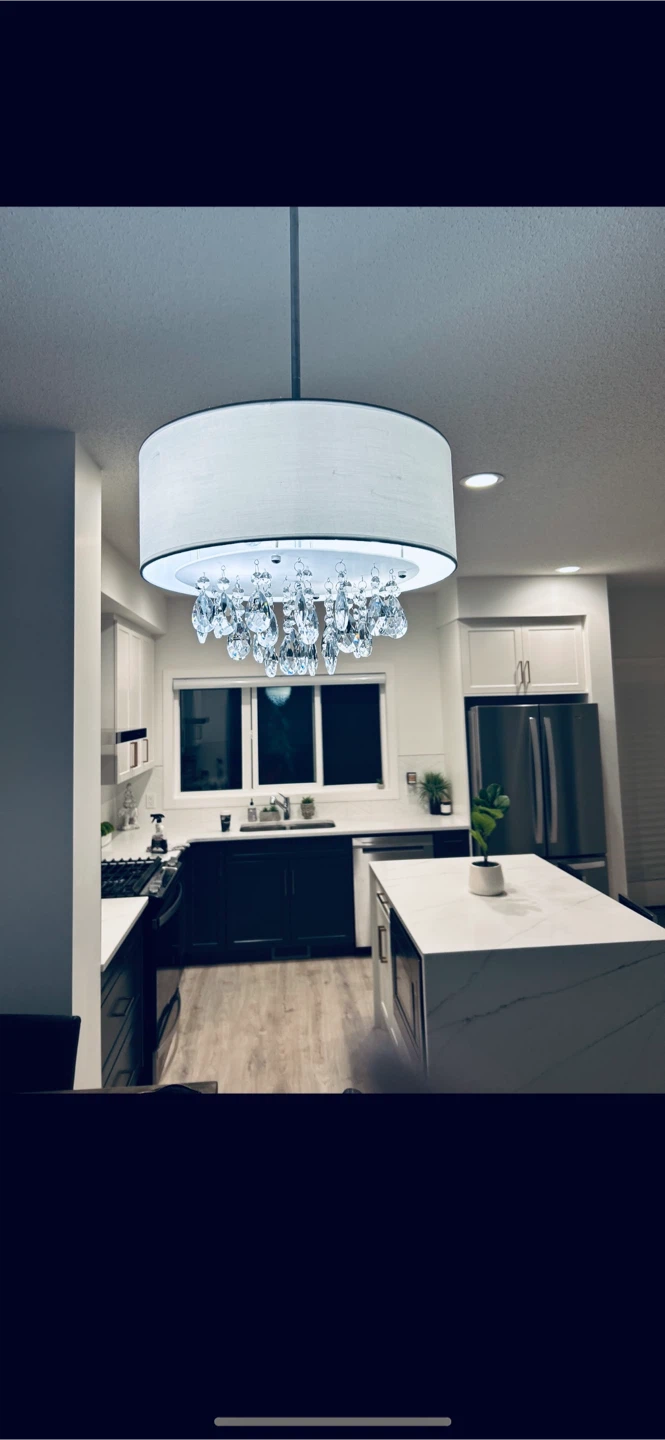 Drum Shade Chandelier with Crystal Accents