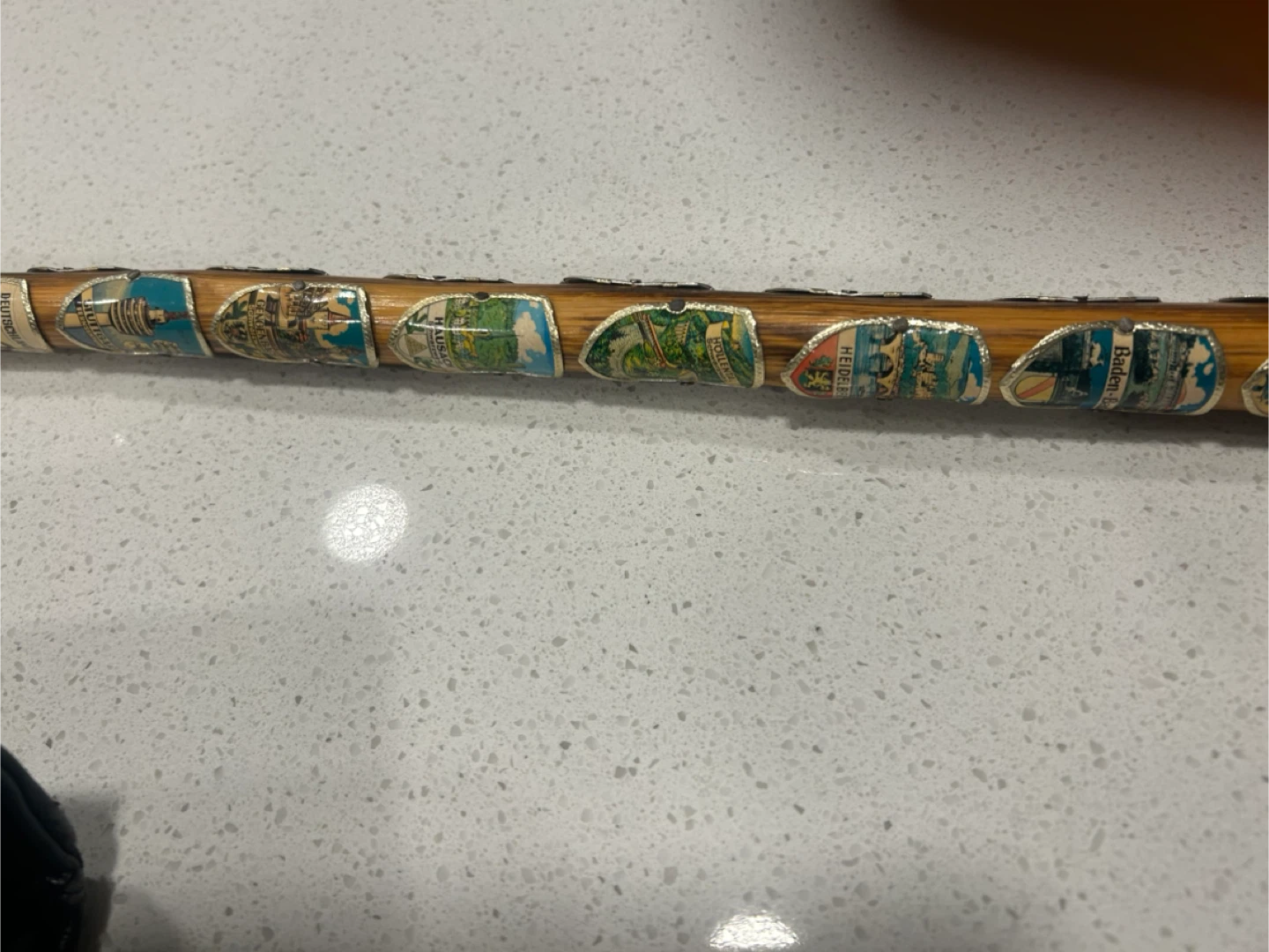 Vintage wooden Walking Stick with European Place Stickers - photo 4