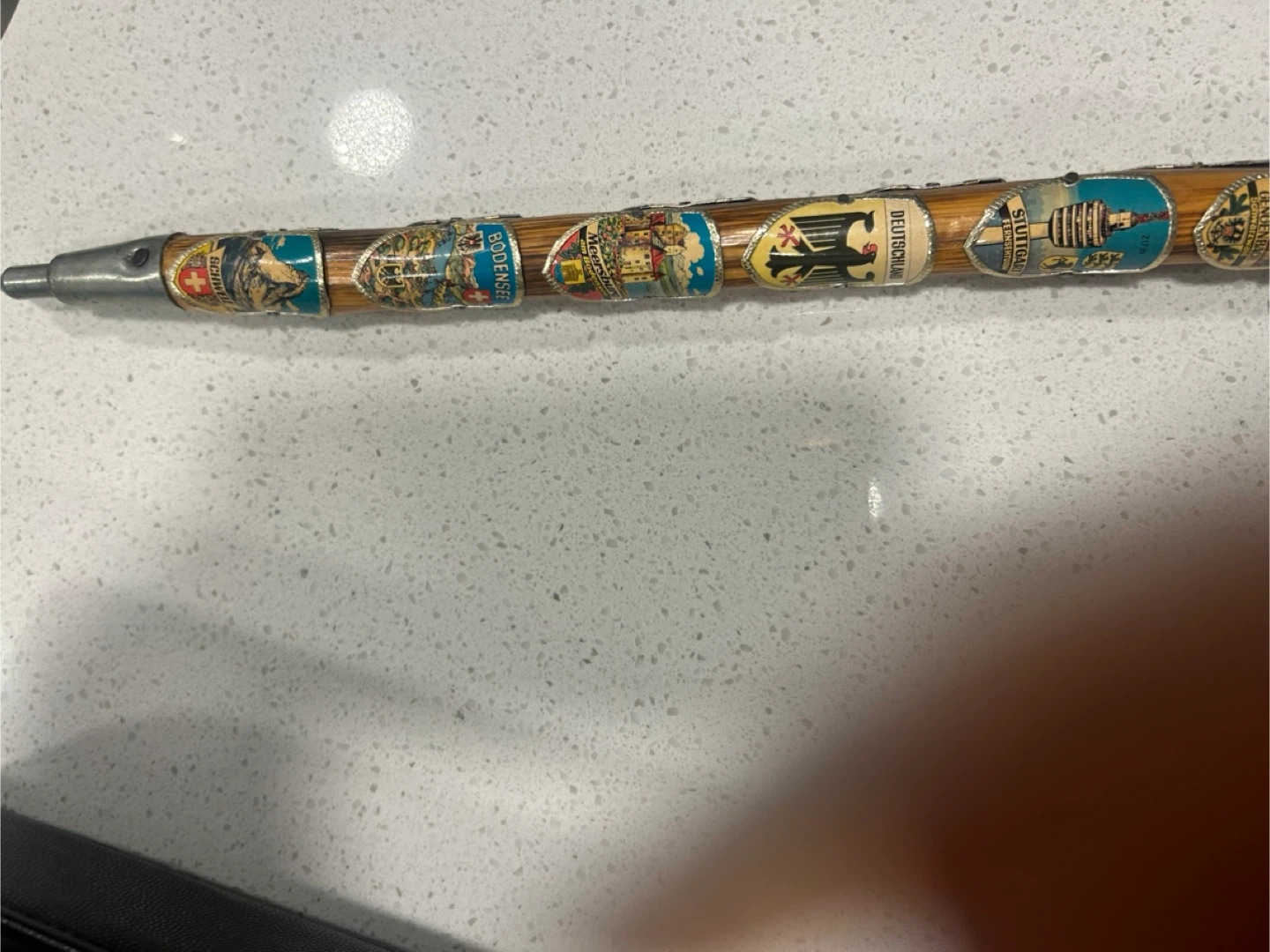 Vintage wooden Walking Stick with European Place Stickers - photo 5