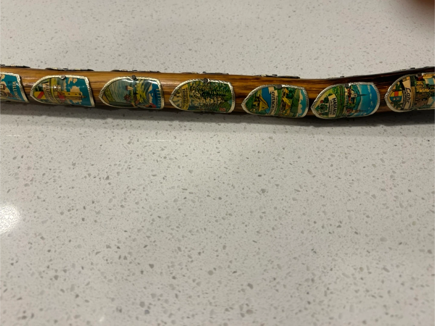 Vintage wooden Walking Stick with European Place Stickers - photo 2