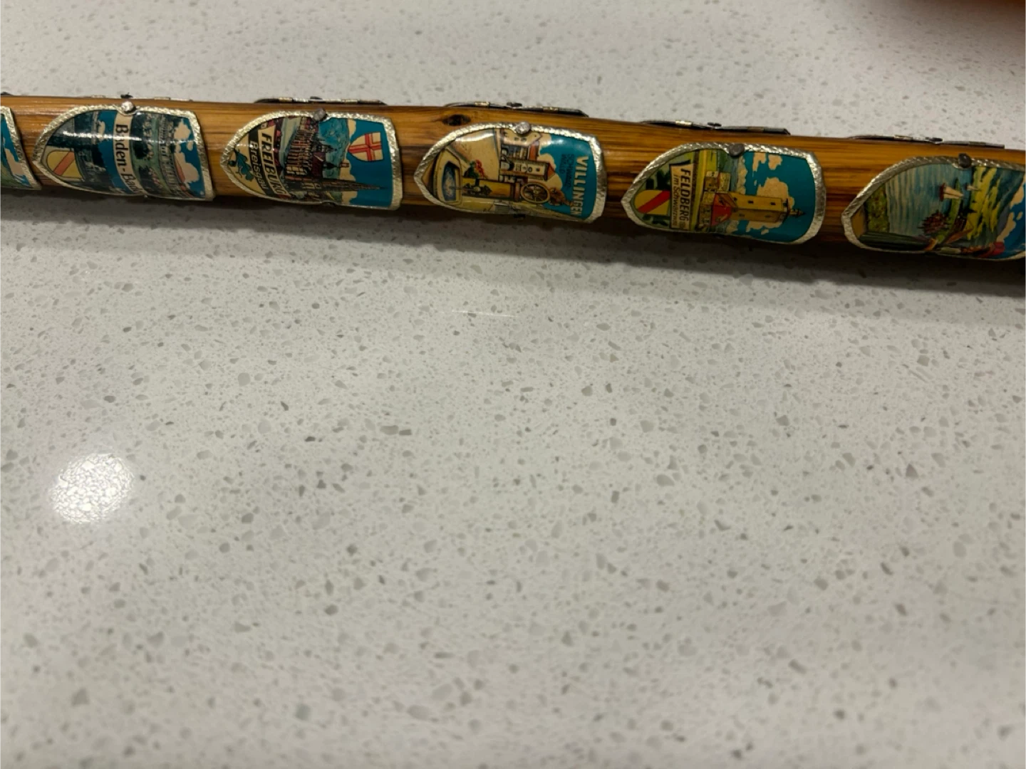 Vintage wooden Walking Stick with European Place Stickers - photo 3