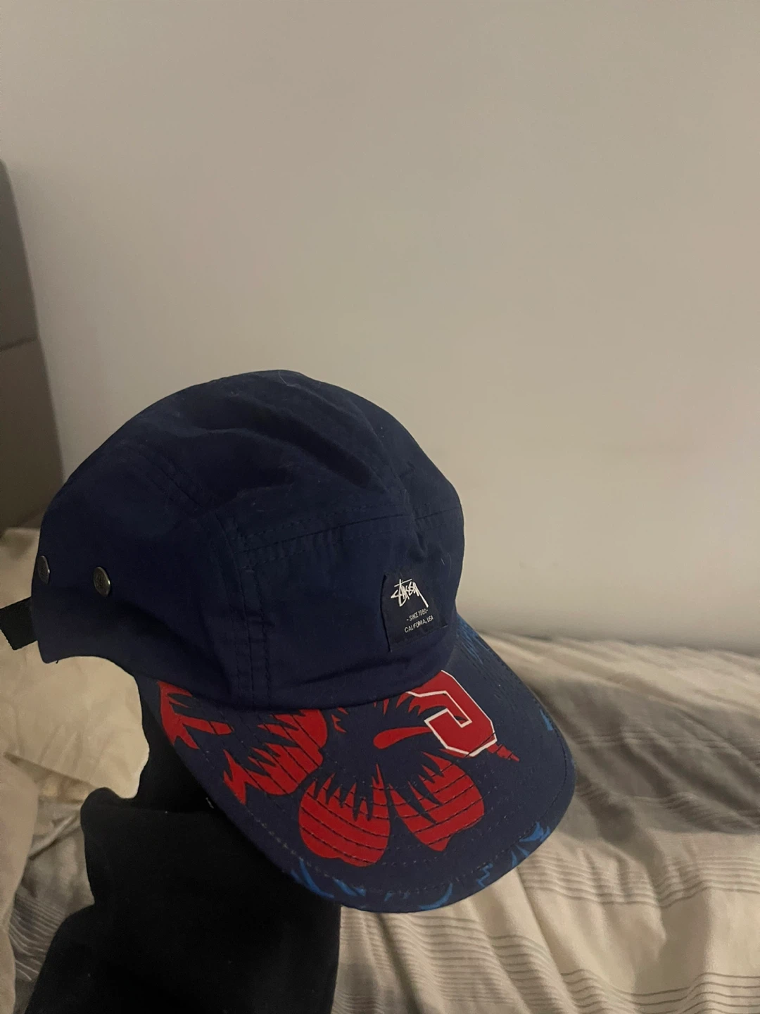 Stüssy 5-Panel Cap - Navy with Red/Blue Floral Print