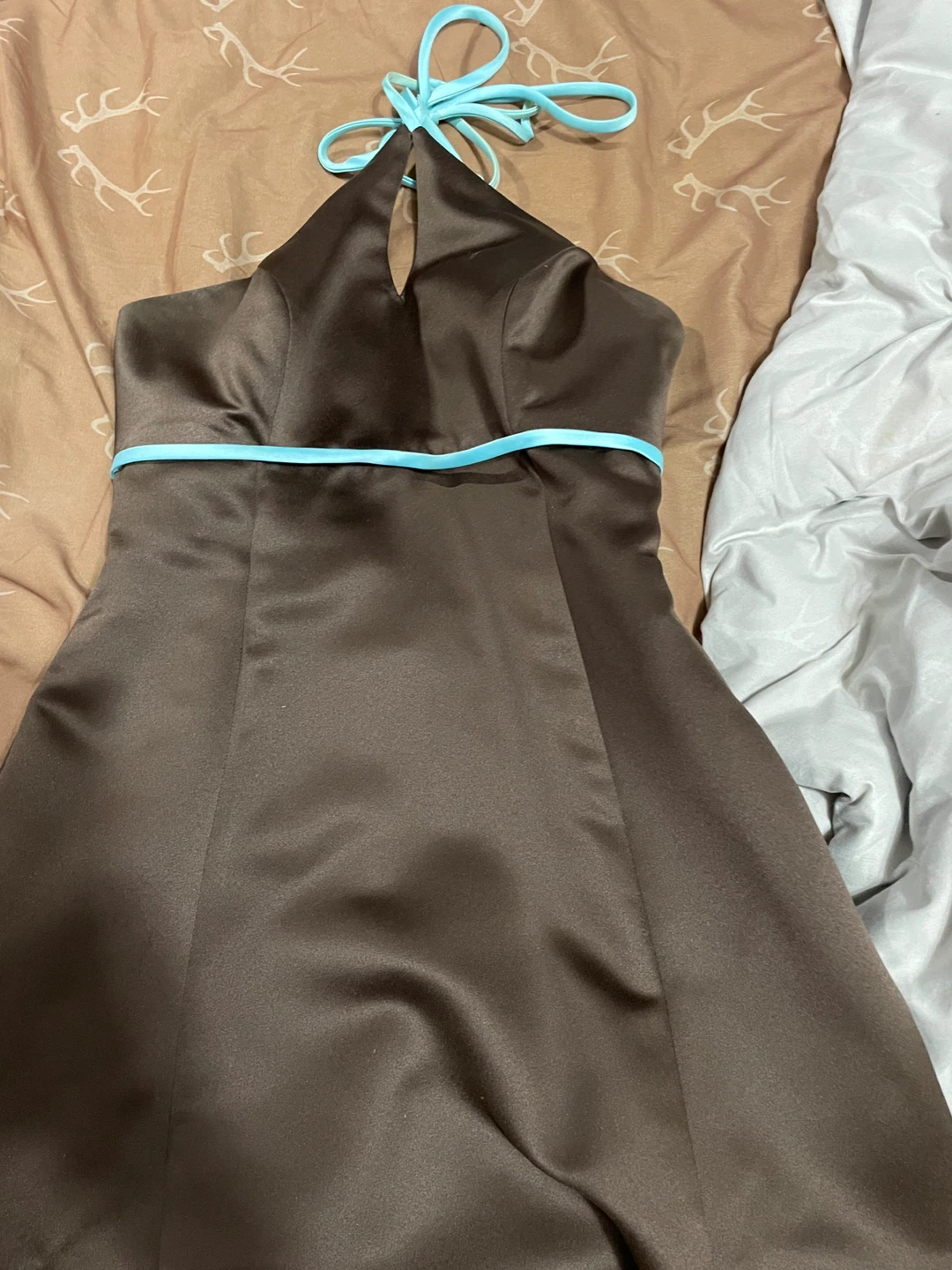 Brown Halter Neck Formal Dress