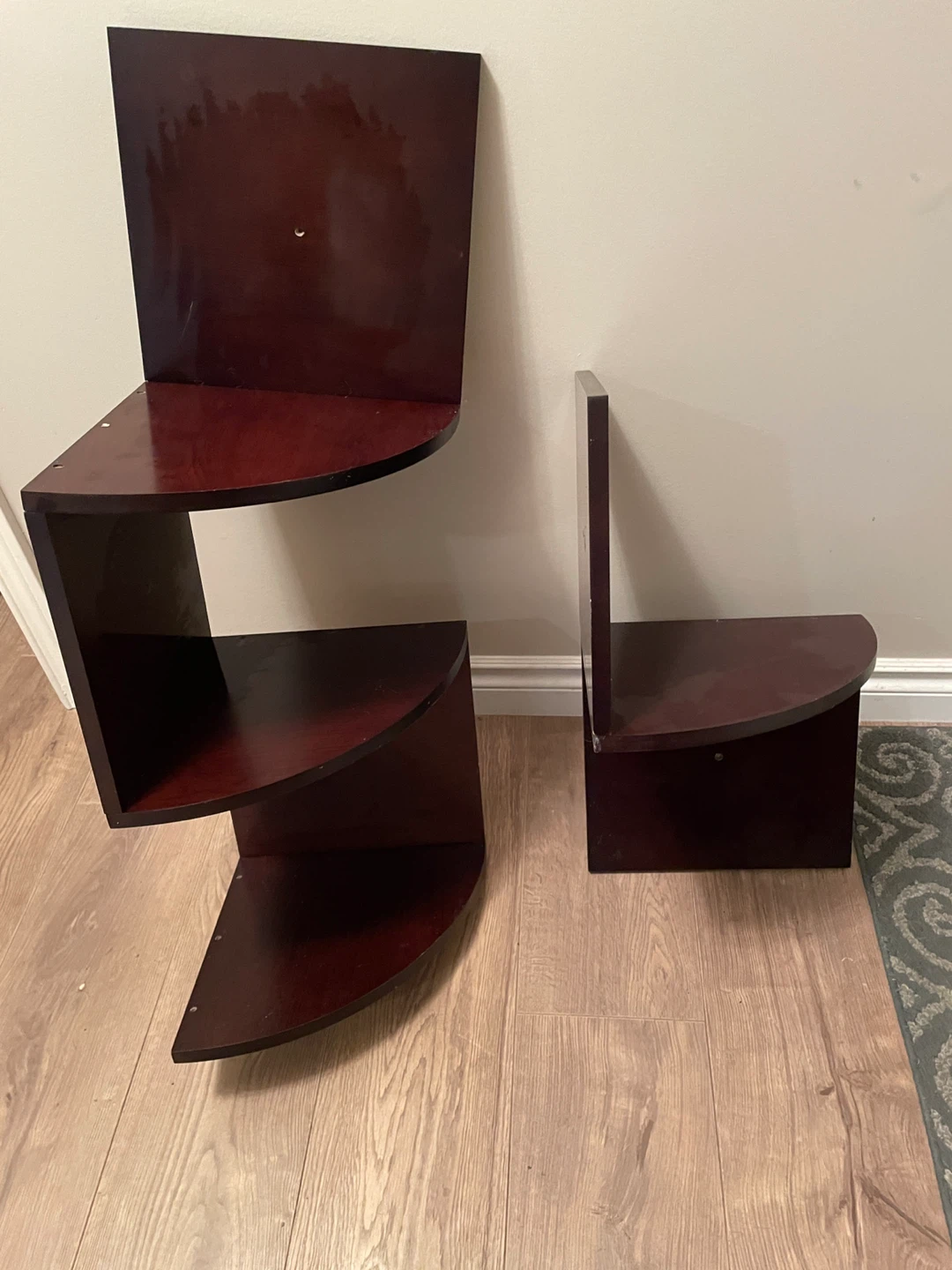 Dark Red Tiered Corner Shelving Unit - photo 2