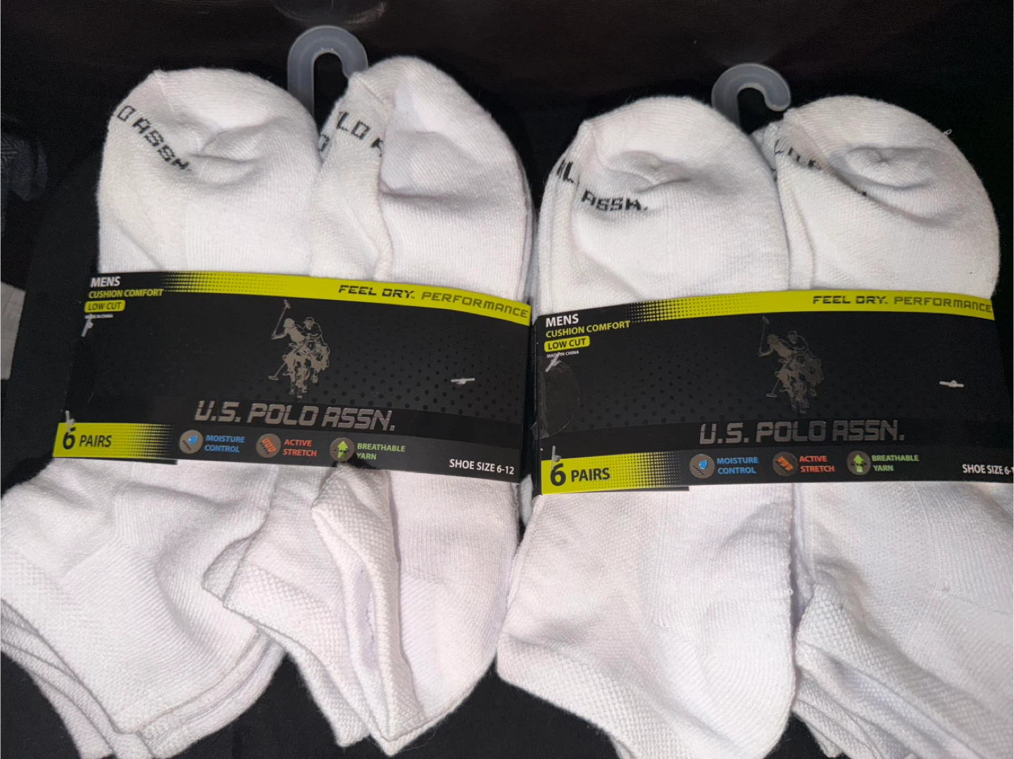 New U.S. Polo Assn. unisex 6-Pair Low Cut Cushion Comfort Socks