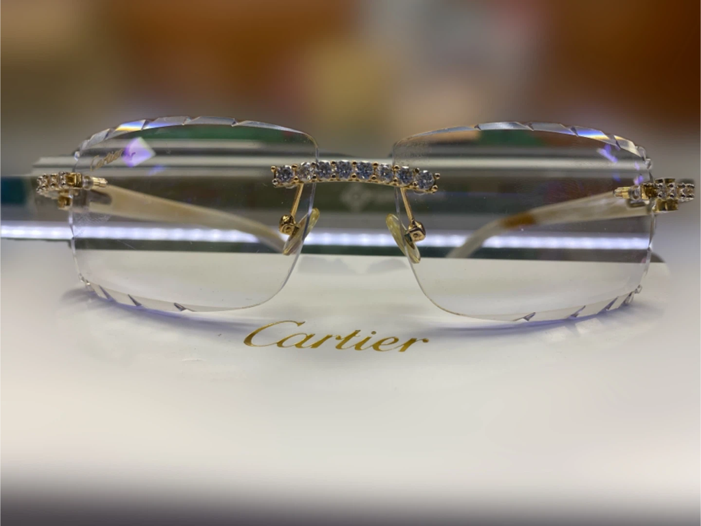 Cartier Rimless Diamond Sunglasses