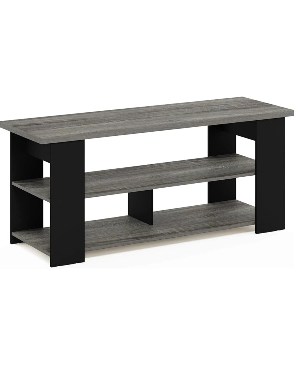 Grey Wood TV Stand with 2 Shelves - photo 3