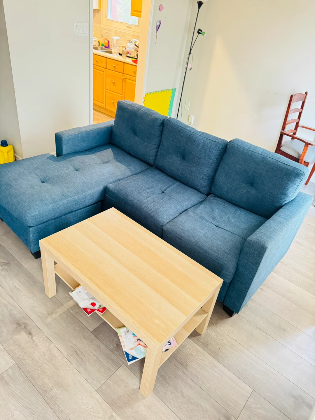 Blue Sectional Sofa with Chaise
