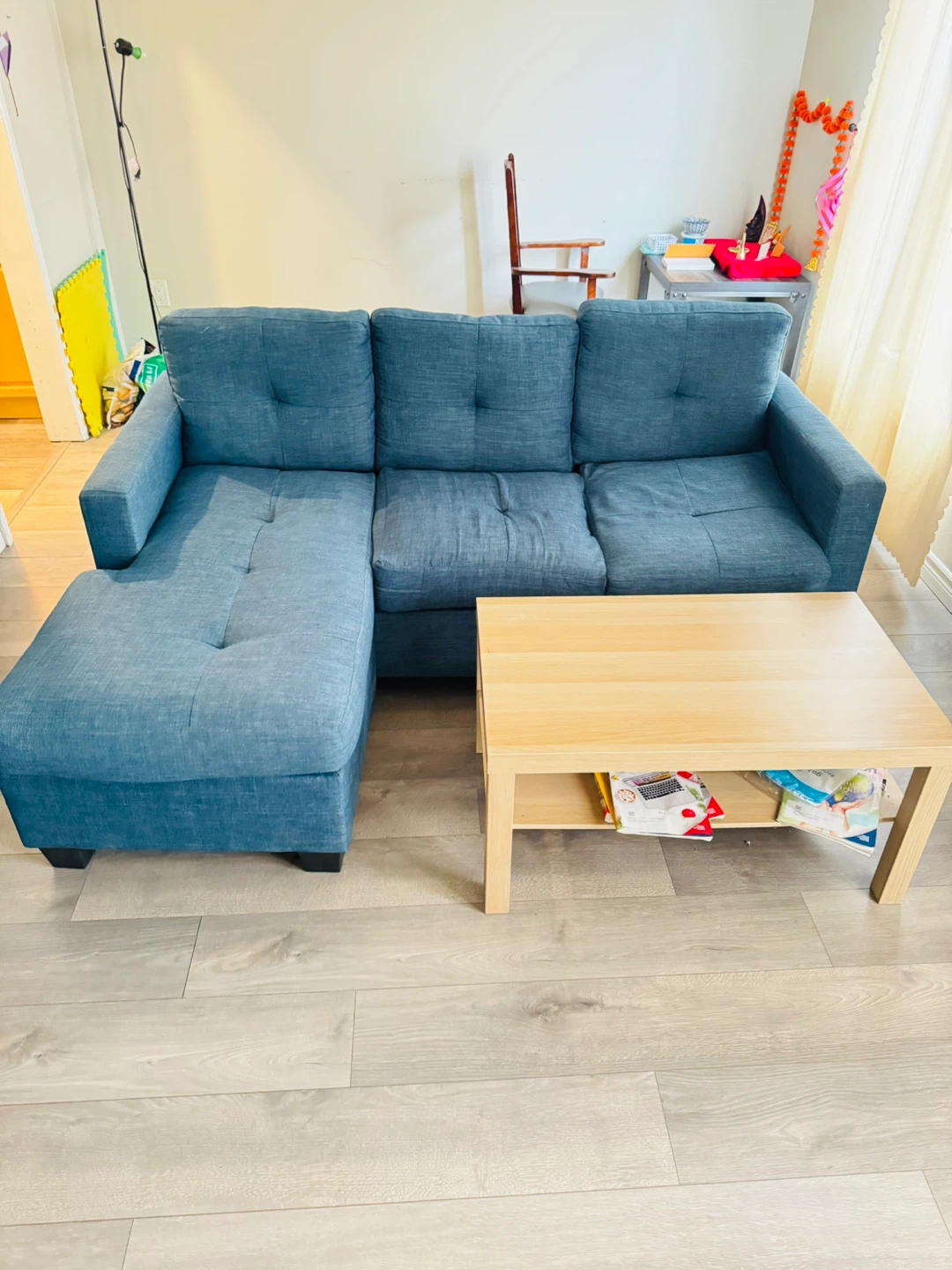 Blue Sectional Sofa with Chaise - photo 2