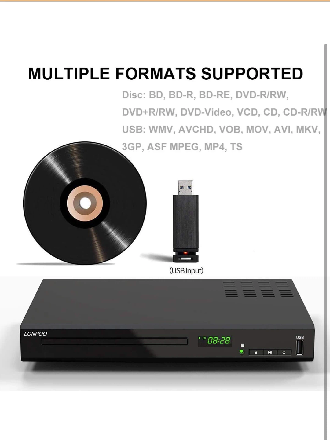 LONPOO Blu-ray DVD Player Full HD 1080P - photo 4