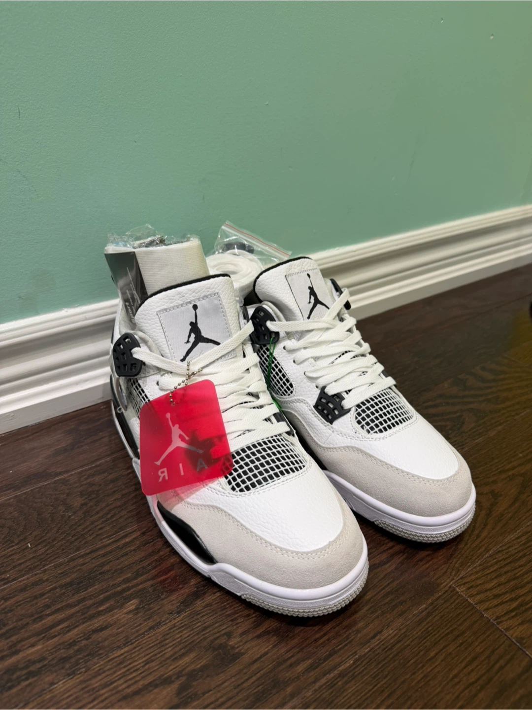 Jordan 4 Retro White Black Cement Toddler Shoes - photo 2