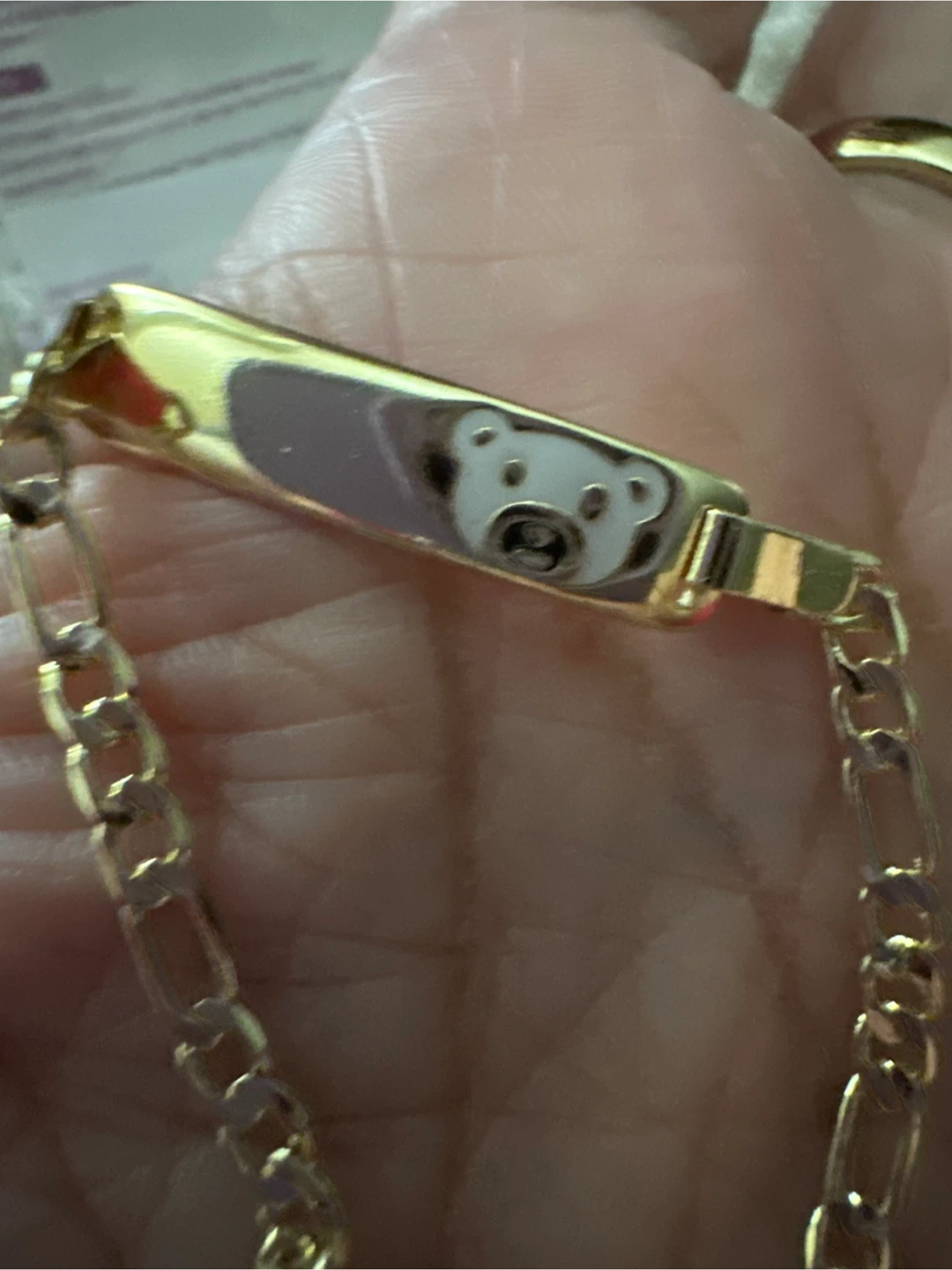 Gold  Baby Bracelet with Teddy Bear Charm