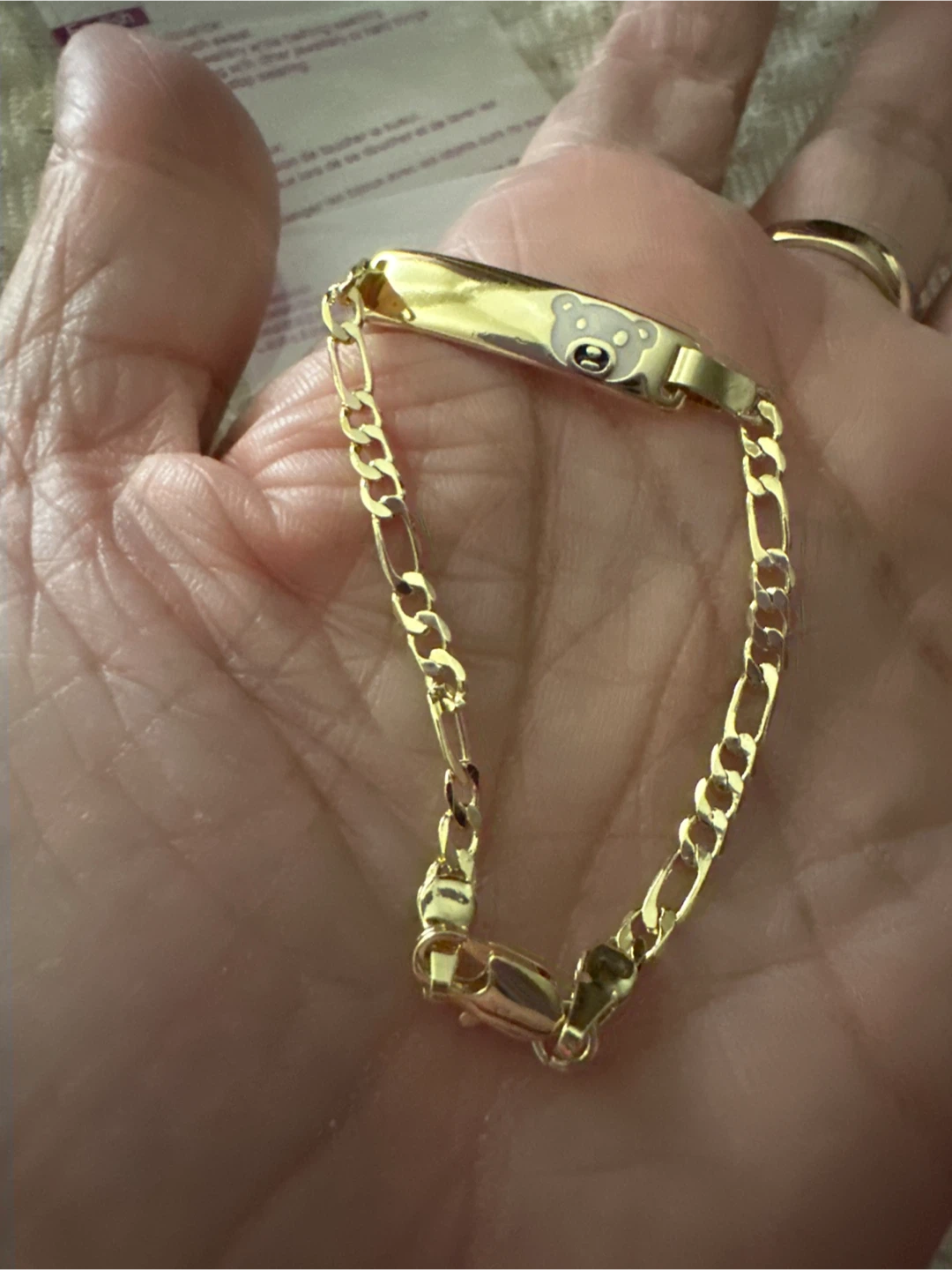 Gold  Baby Bracelet with Teddy Bear Charm - photo 2