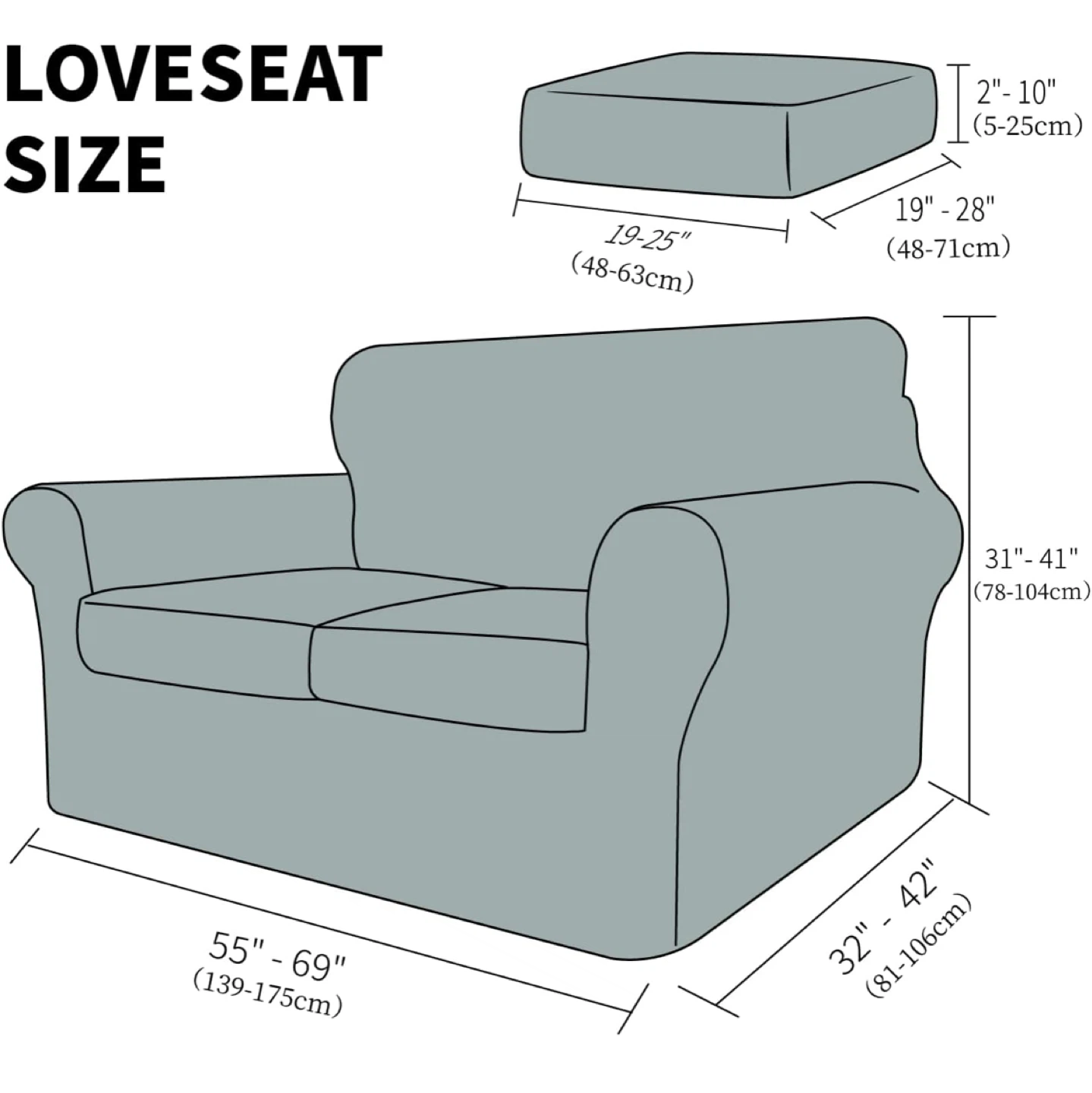 Yemyhom Loveseat Sofa Cover - Grey - photo 2