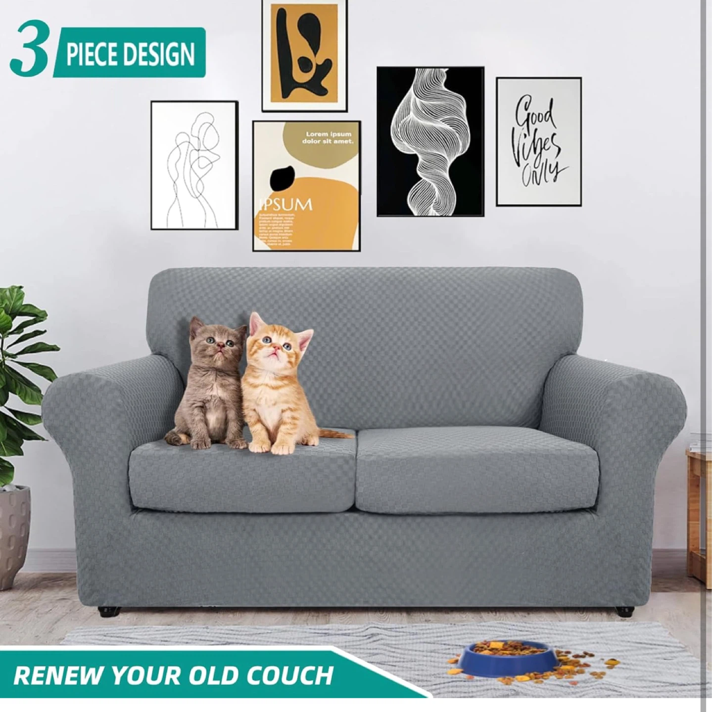 Yemyhom Loveseat Sofa Cover - Grey - photo 3