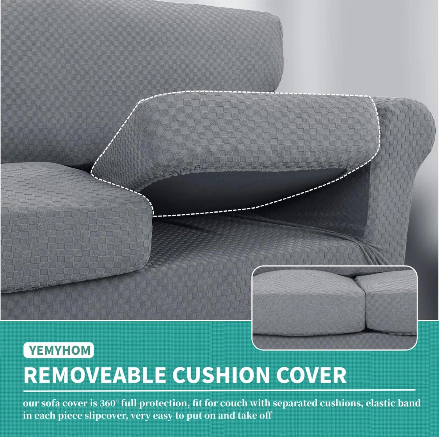 Yemyhom Loveseat Sofa Cover - Grey - photo 4