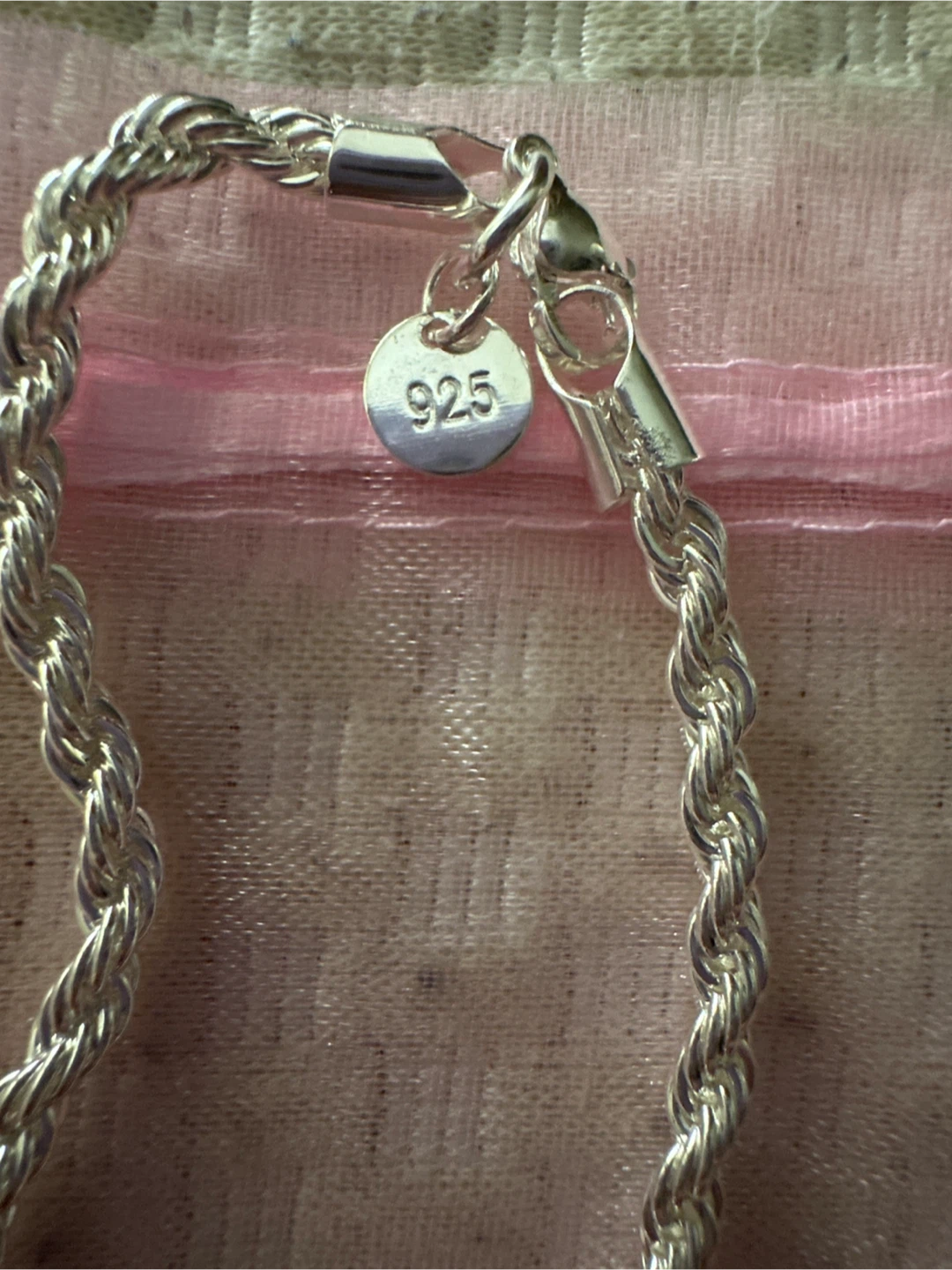 925 Sterling Silver Rope Chain Bracelet - photo 2