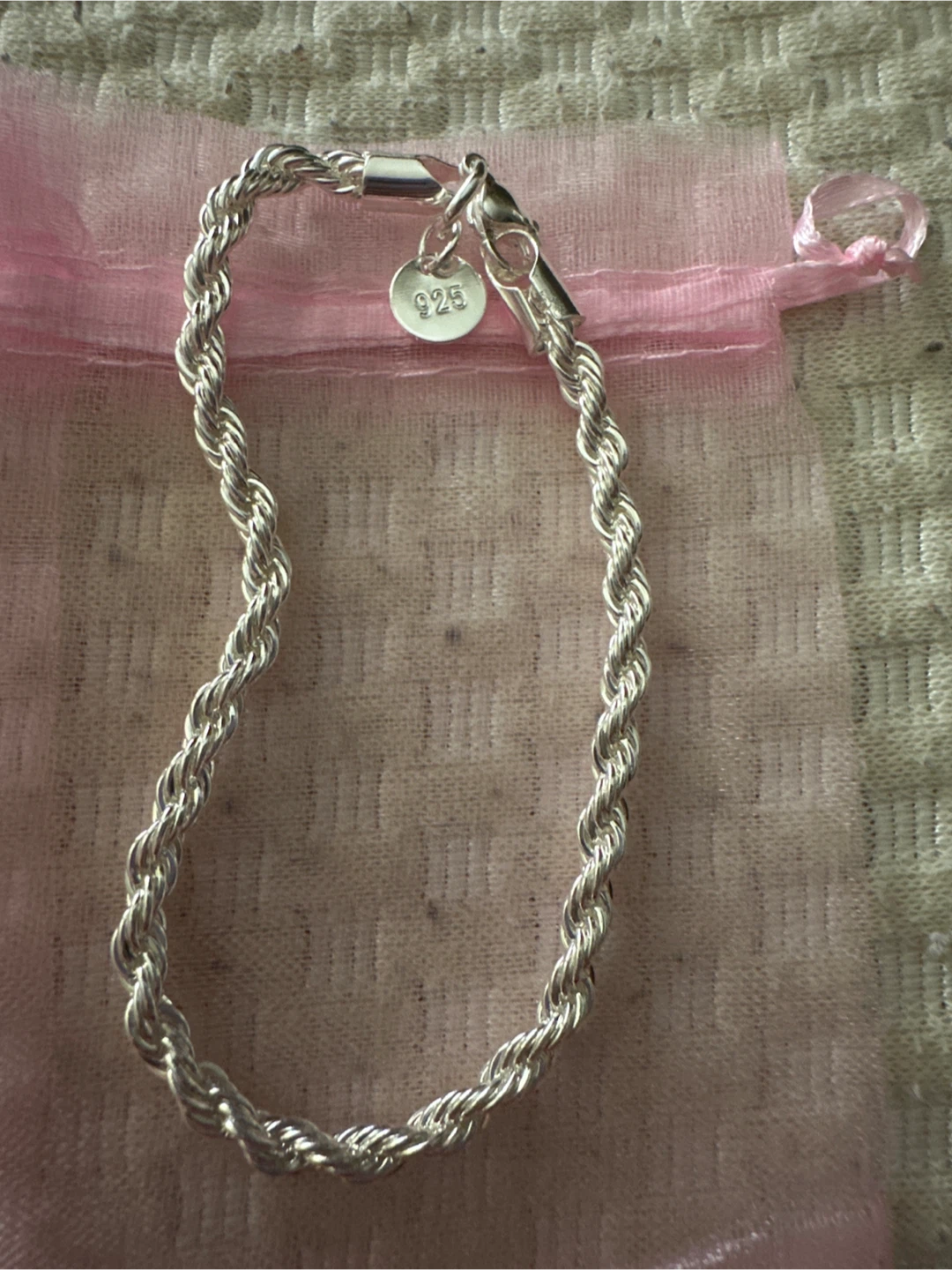 925 Sterling Silver Rope Chain Bracelet