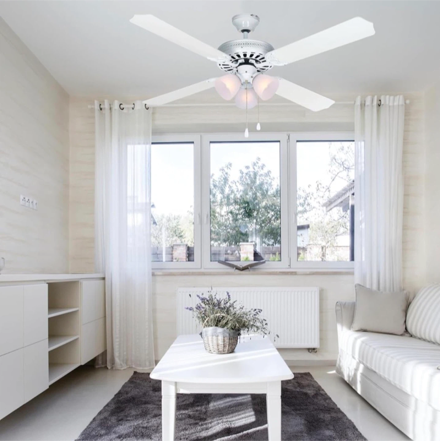 White Ceiling Fan with Lights - photo 5