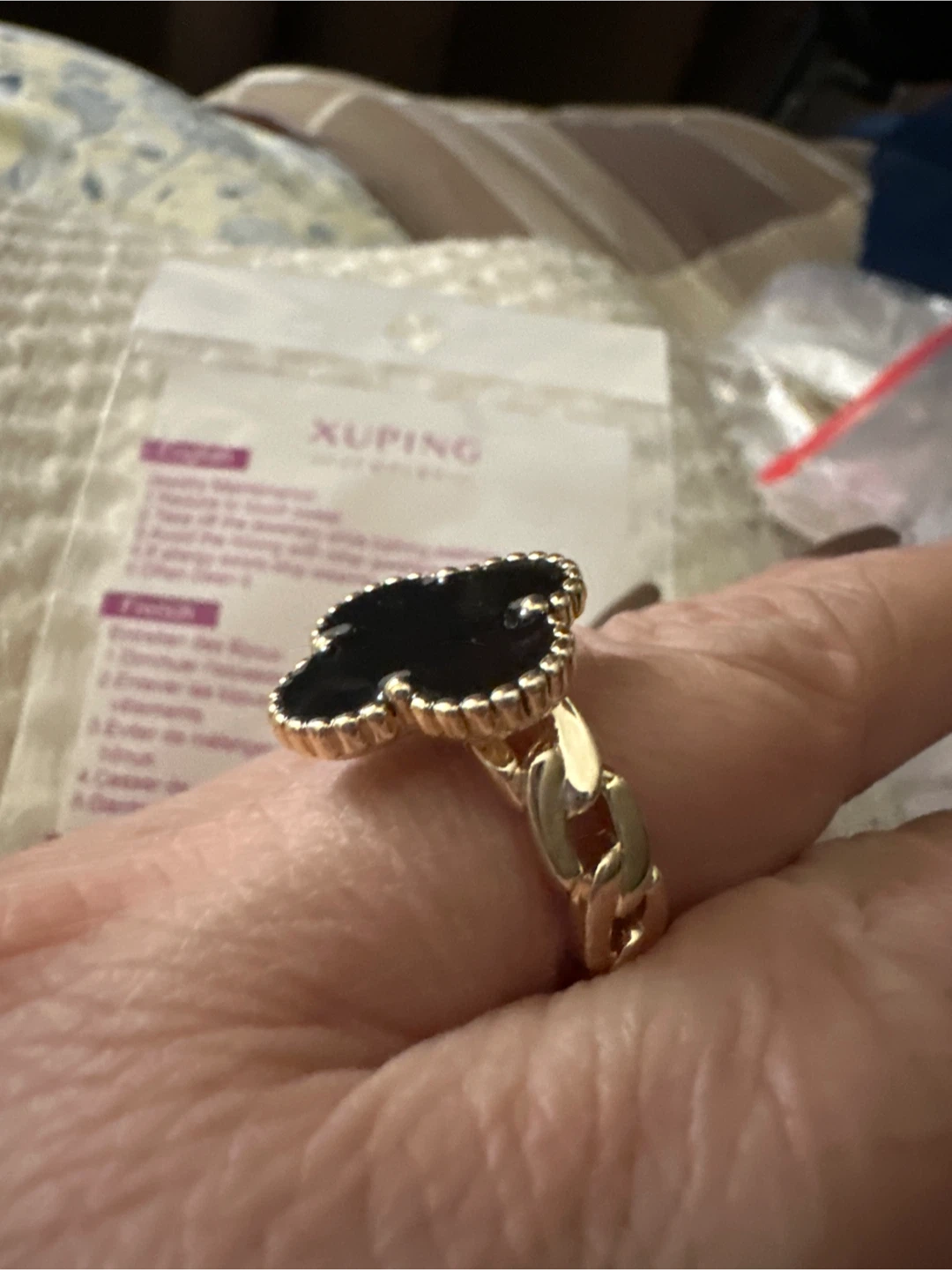 Xuping Clover Ring - Black - photo 2