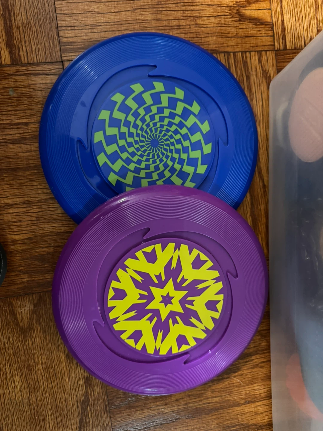 Blue and Purple Flying Discs