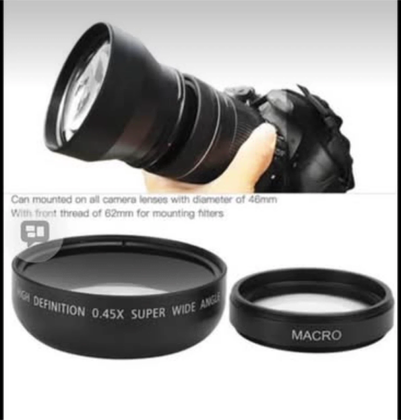 0.45X Super Wide Angle Lens with Macro for Camera