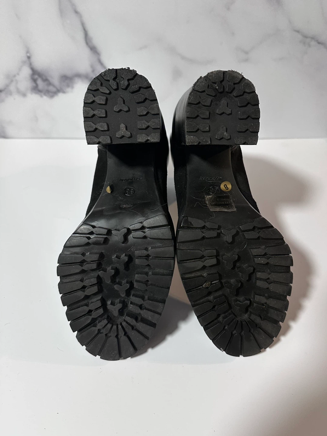 Black Suede Zipper Ankle Boots Size 8 - photo 2