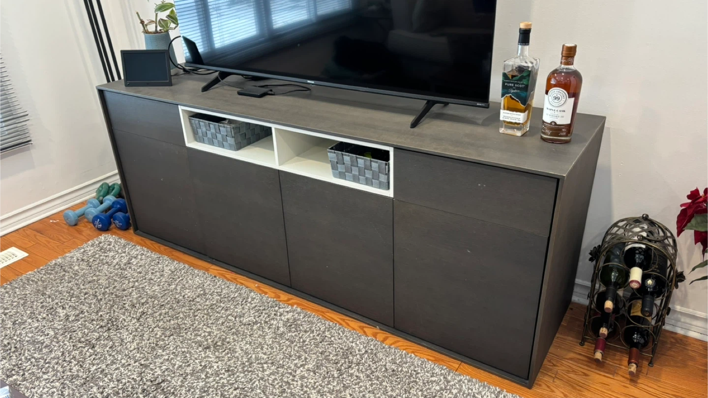 Dark Wood Entertainment Unit with Storage