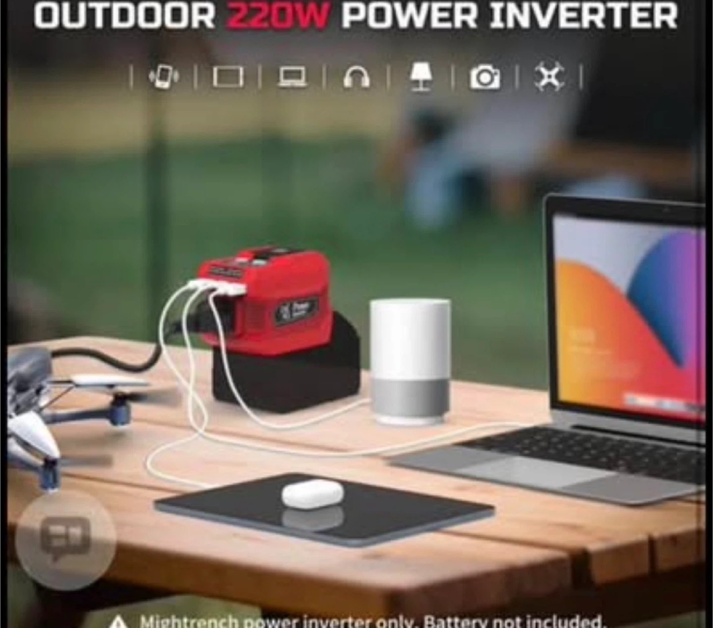 Red Multi-Function Power Inverter with LED Light - photo 2