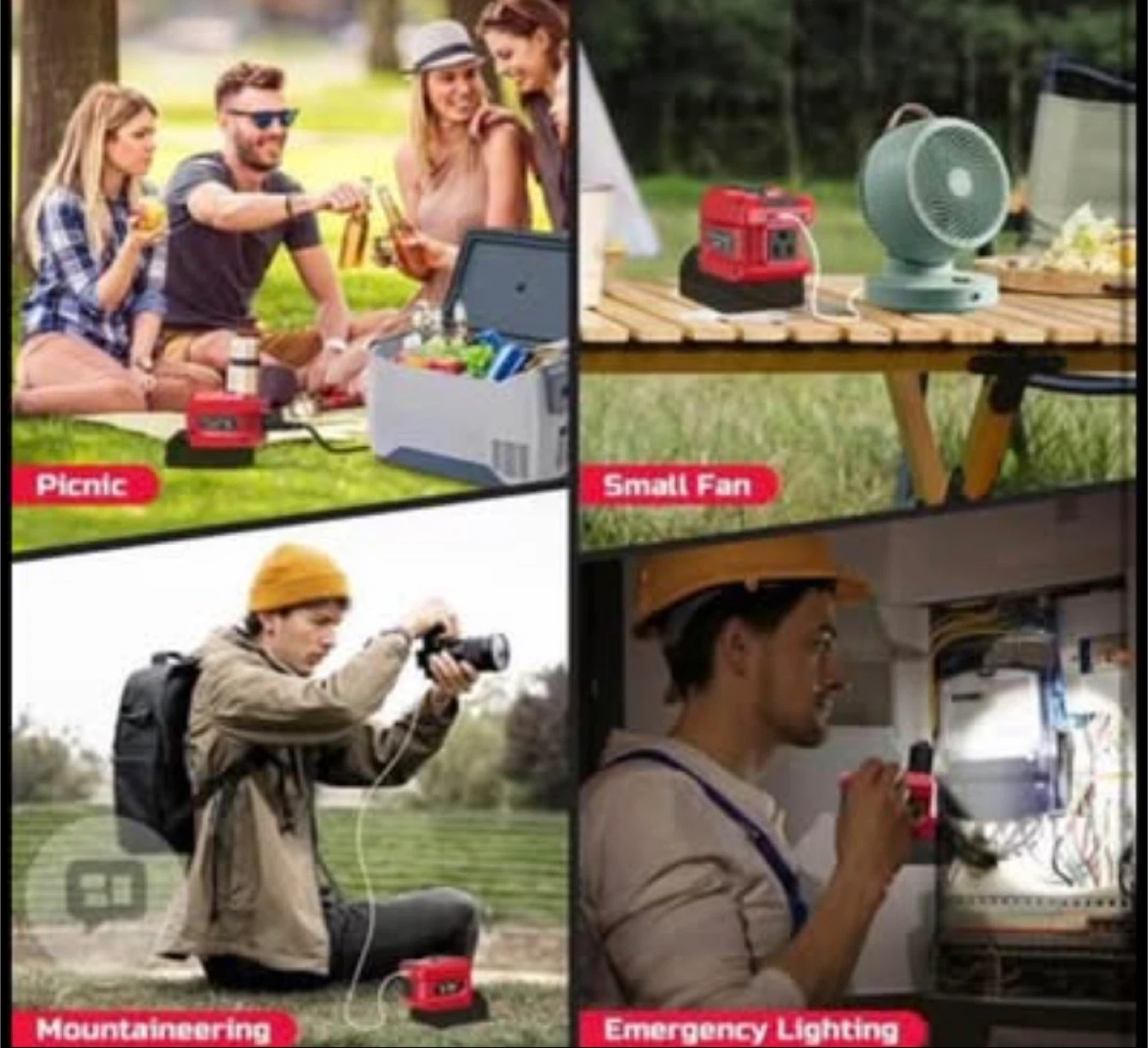 Red Multi-Function Power Inverter with LED Light