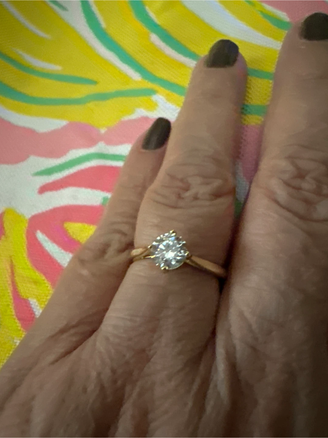 14k Gold laminated Solitaire Engagement Ring