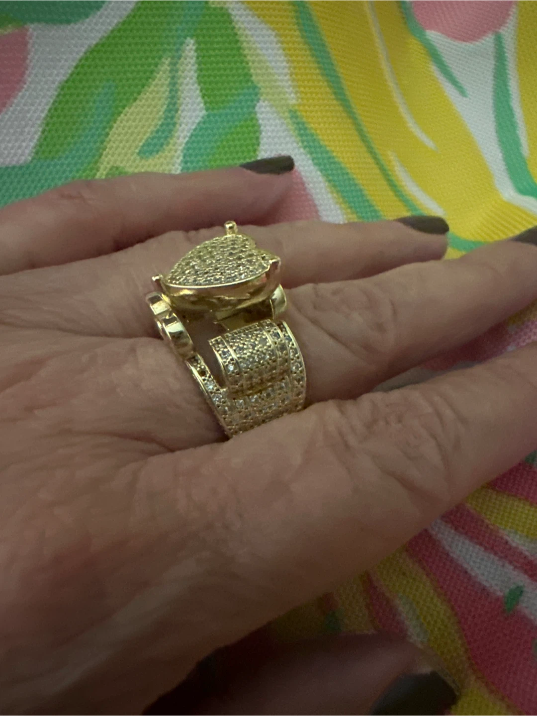 Gold Heart Ring with CZ Stones - photo 2