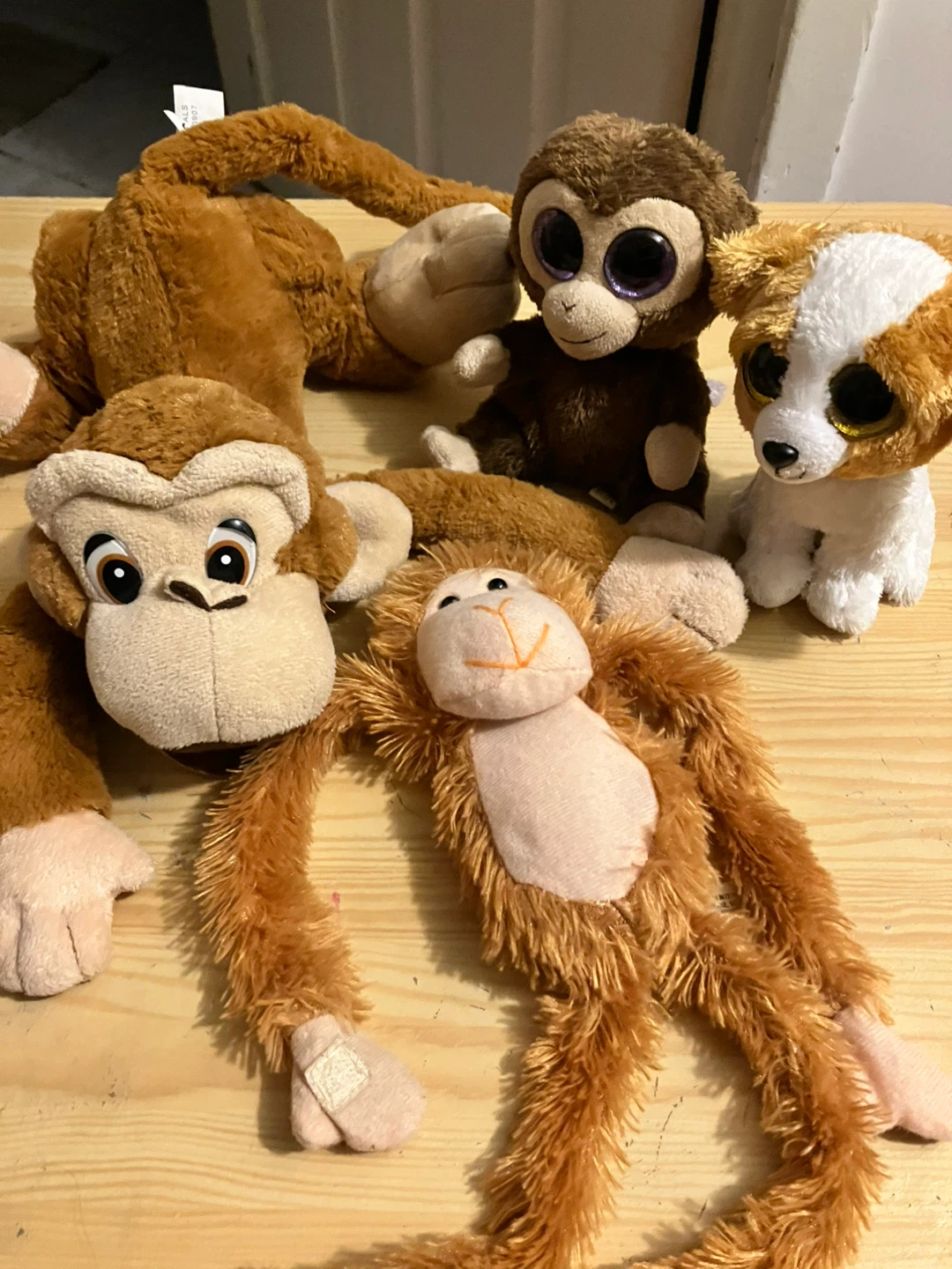 Collection of 4 Plush Toys: Monkeys and Dog
