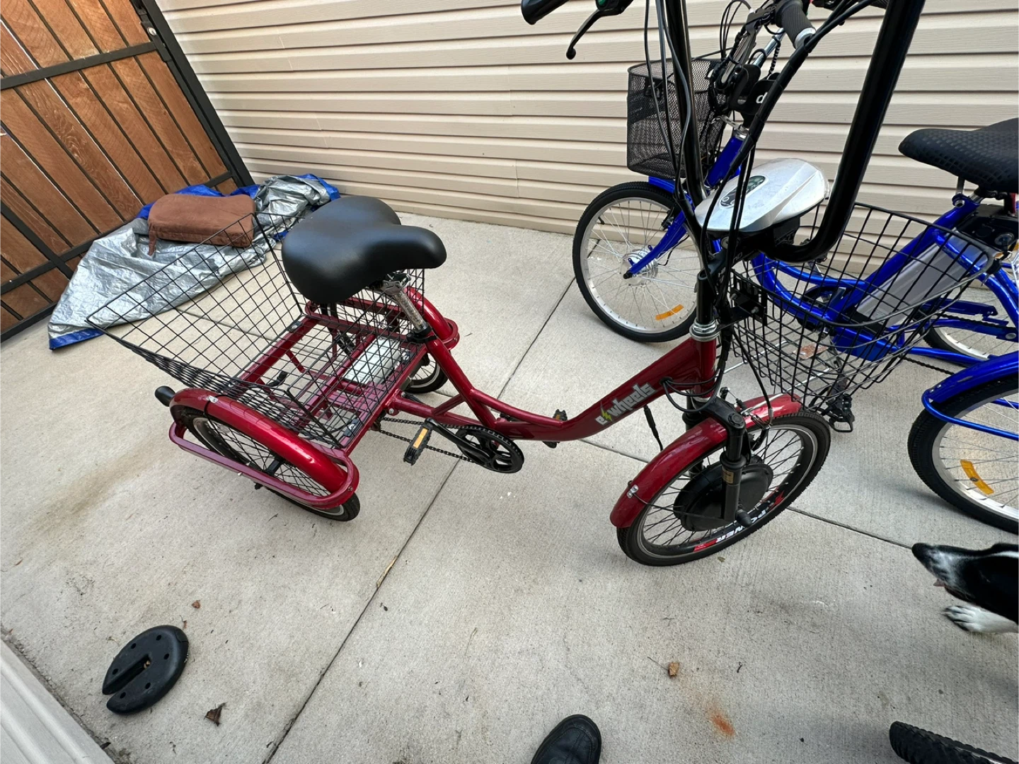 E Wheels Red Electric Tricycle with Basket