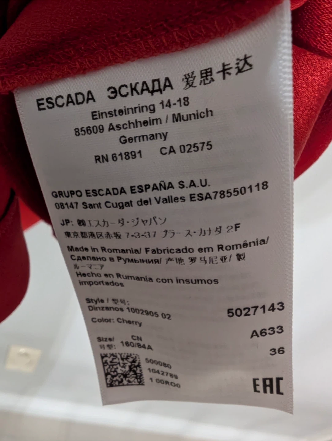 New Escada Women's Red Cherry Dress Size 36 - photo 2