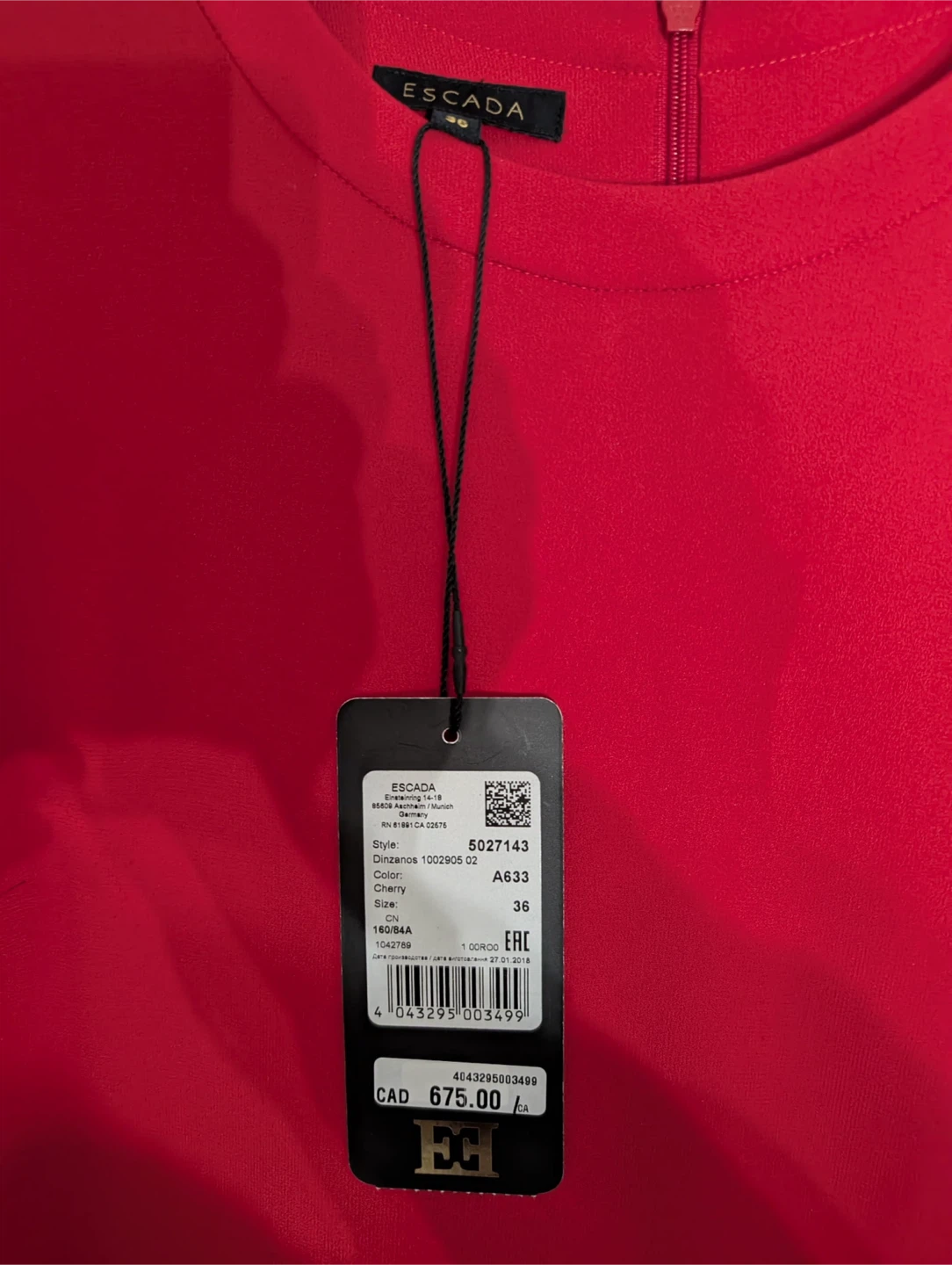 New Escada Women's Red Cherry Dress Size 36 - photo 4