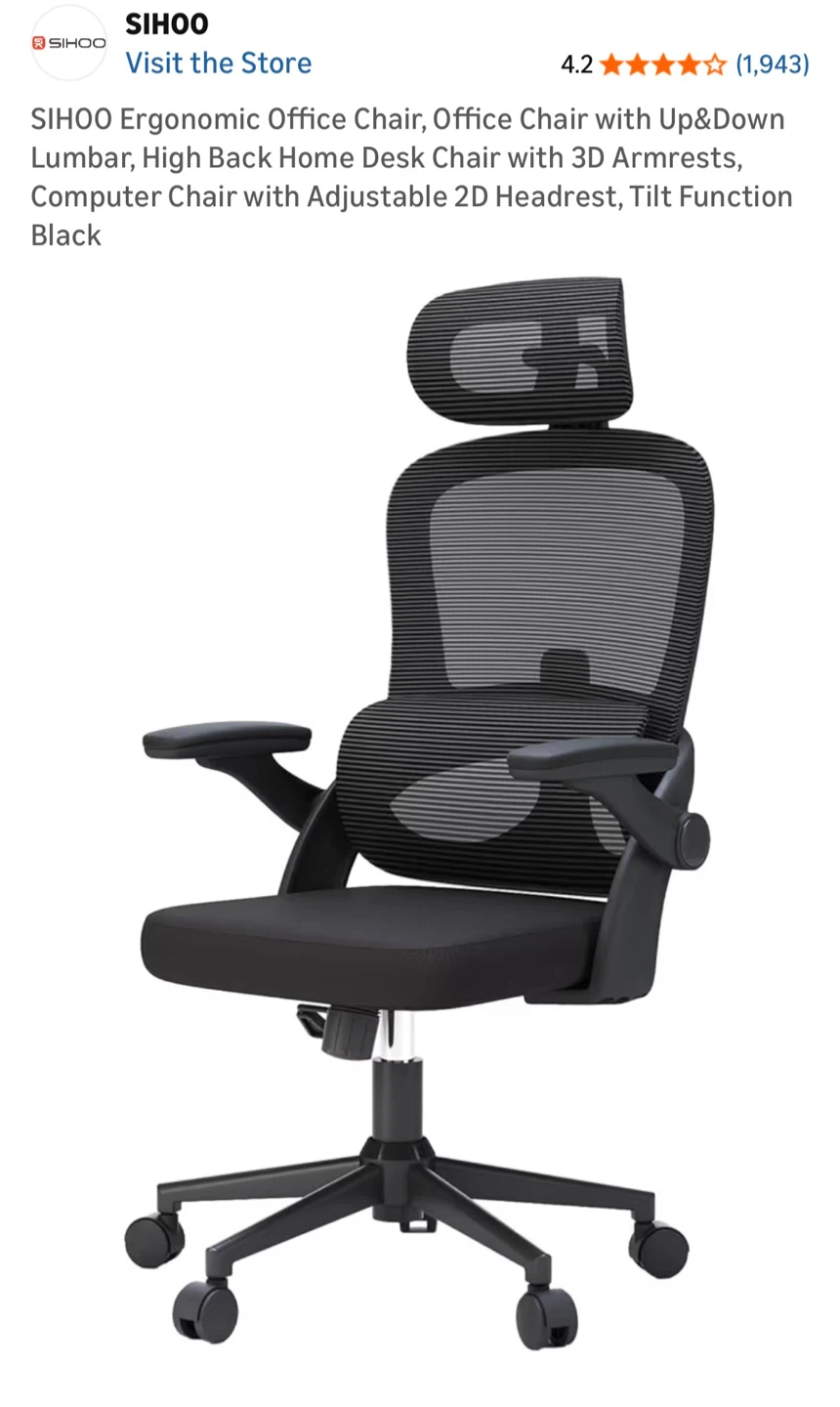 Black Ergonomic Mesh Office Chair with Headrest - photo 2