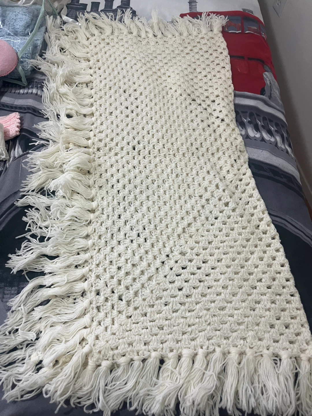 Hand-Knitted SET OF TWO BABY Blanket Cream - photo 3
