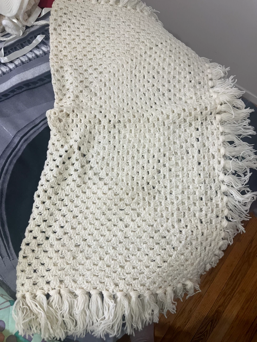 Hand-Knitted SET OF TWO BABY Blanket Cream - photo 2