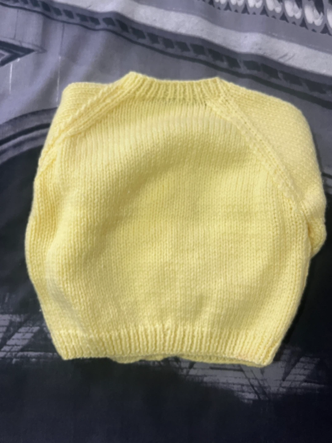 Yellow Cable Knit Baby Sweater hand knit British cotton - photo 4