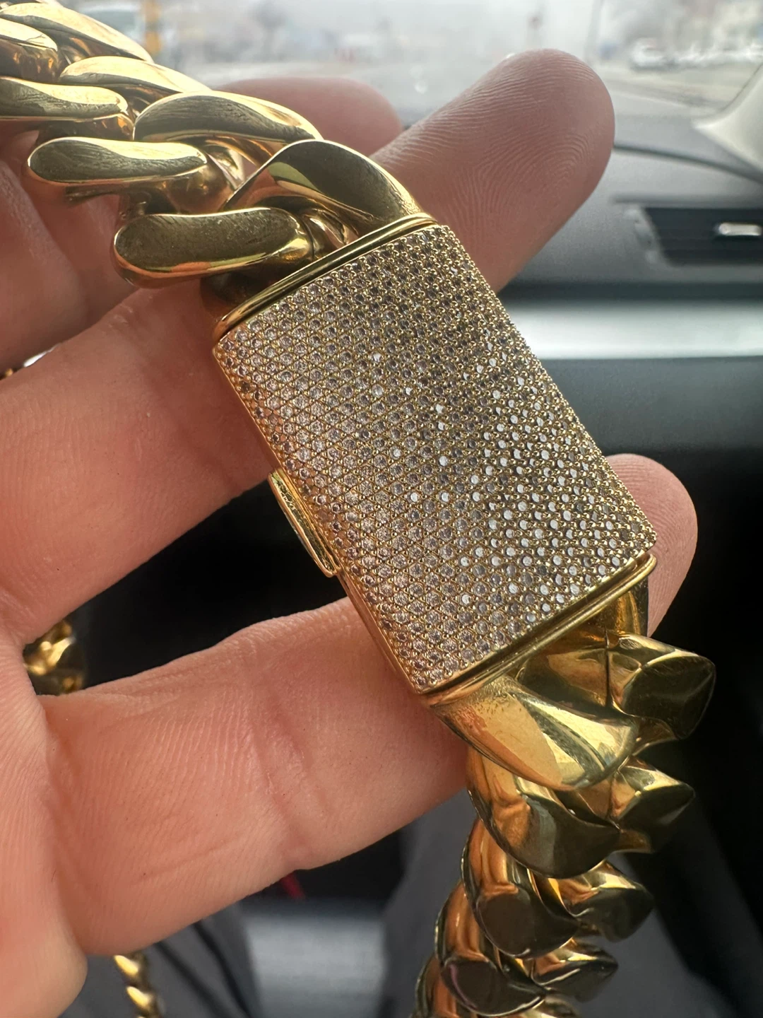 Gold Cuban Link Chain with Diamond Clasp - photo 4
